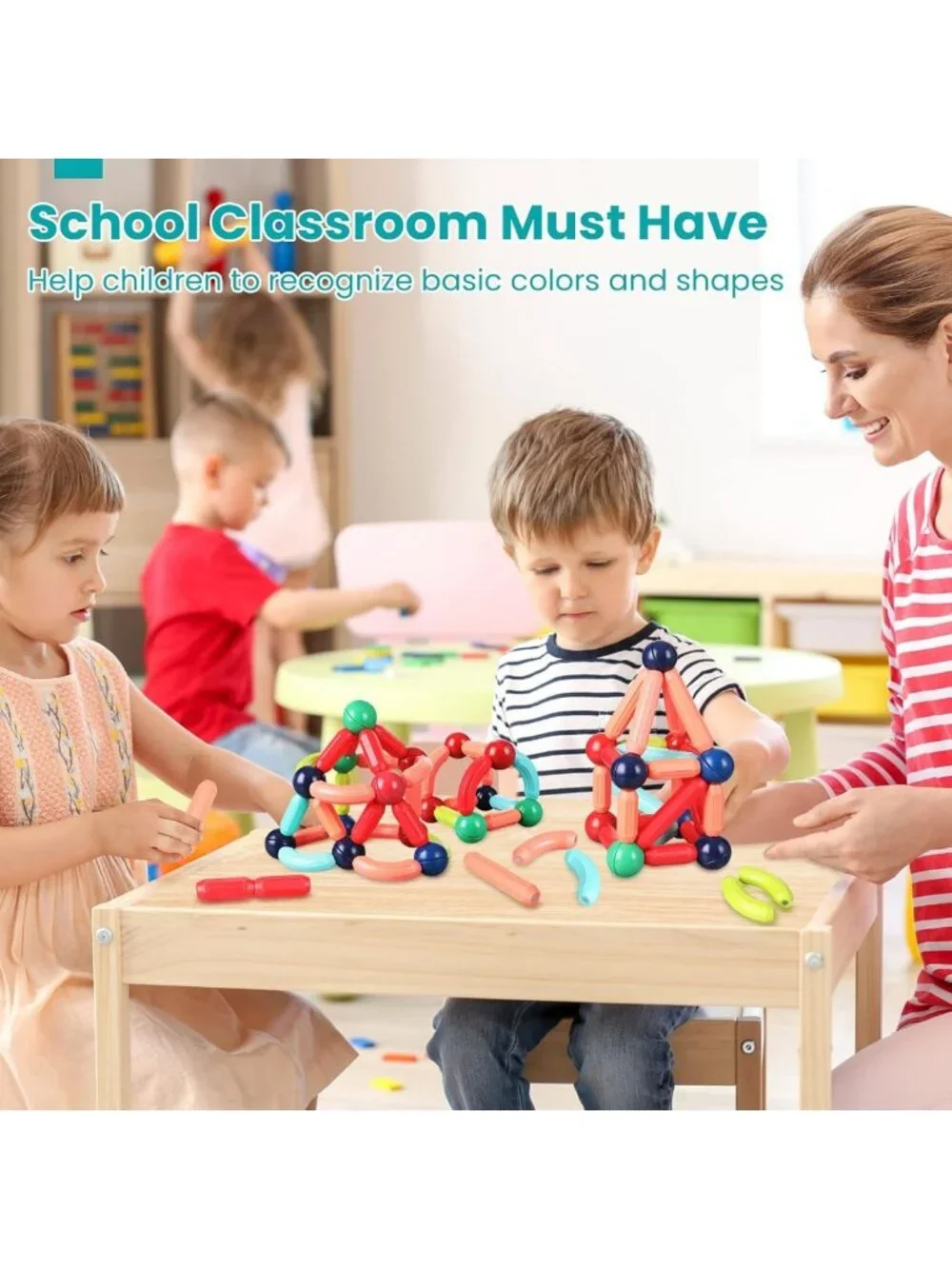 Magnetic Building Blocks Set for Kids 4-8 | STEM Construction Toys, 64PCS